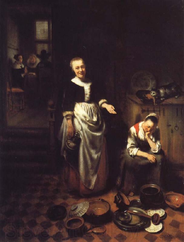 Nicolas Maes Interior with a Sleeping Maid and Her Mistress France oil painting art